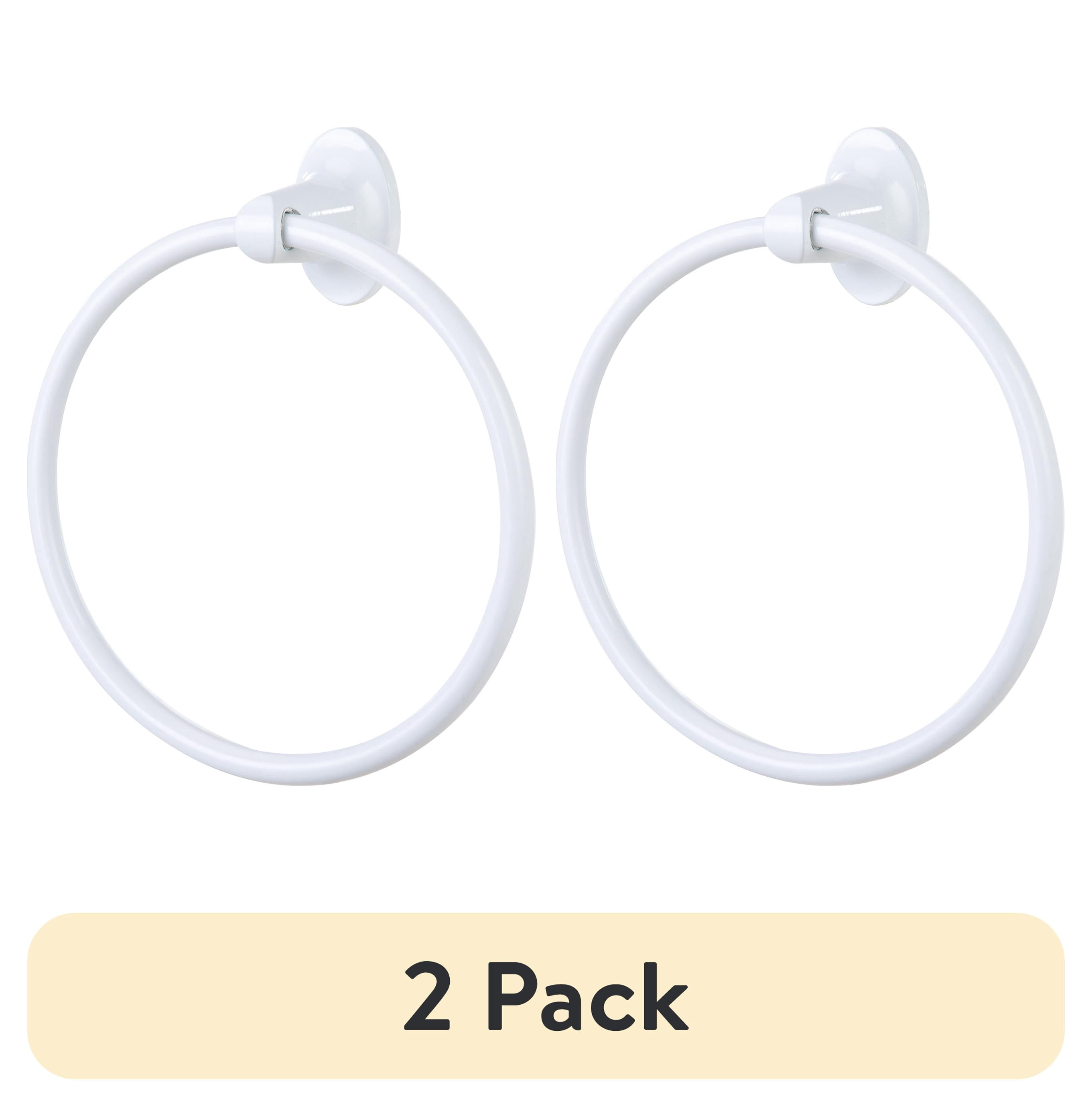 (2 pack) Mainstays 7.1-inch Oval Wall Mount Towel Ring White Finish with Hardware