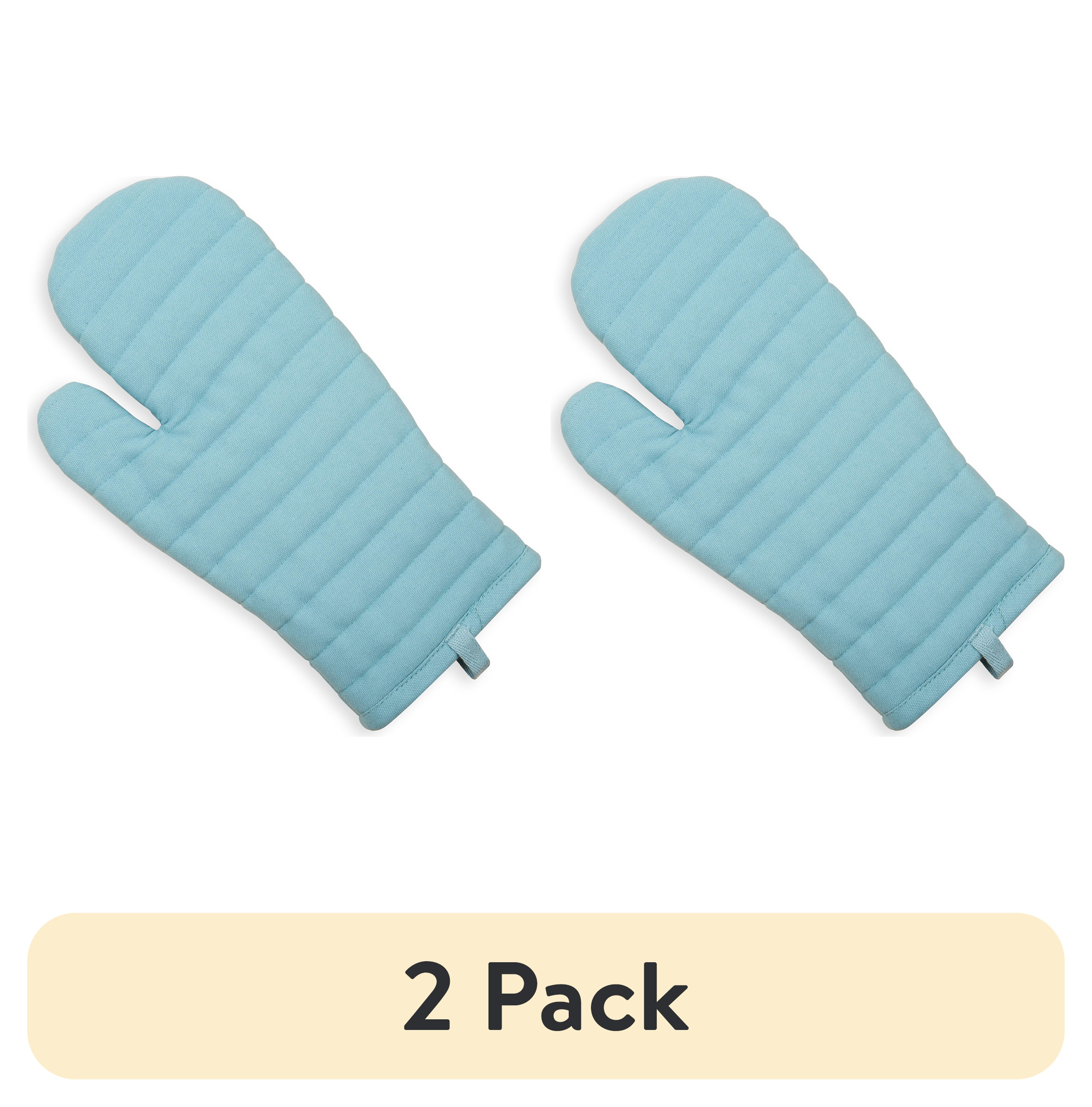 (2 pack) Mainstays Oven Mitt, Teal, 7” x 12.5”, 100% Cotton Shell 100% Polyester Fill