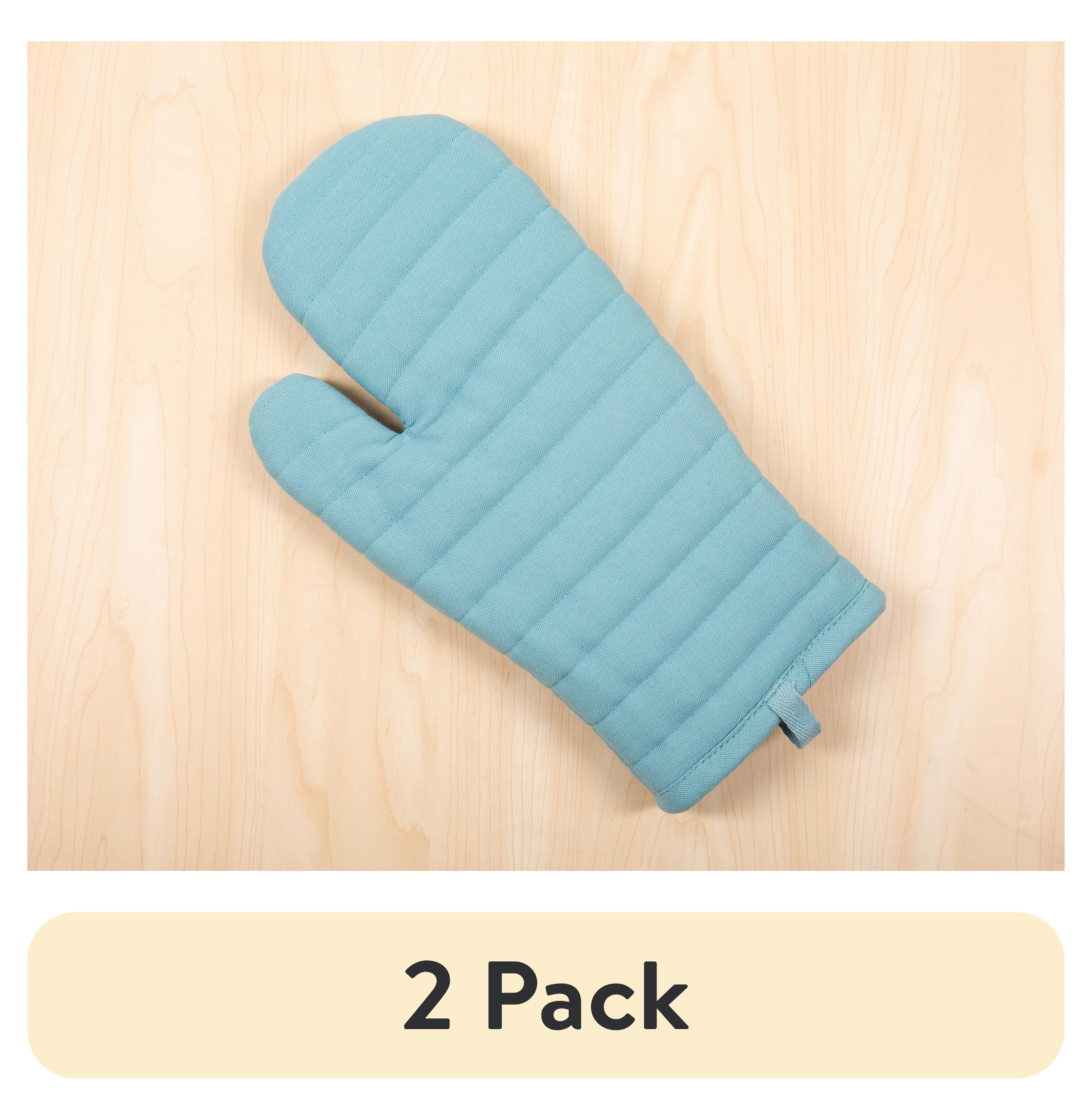 (2 pack) Mainstays Oven Mitt, Teal, 7” x 12.5”, 100% Cotton Shell 100% Polyester Fill