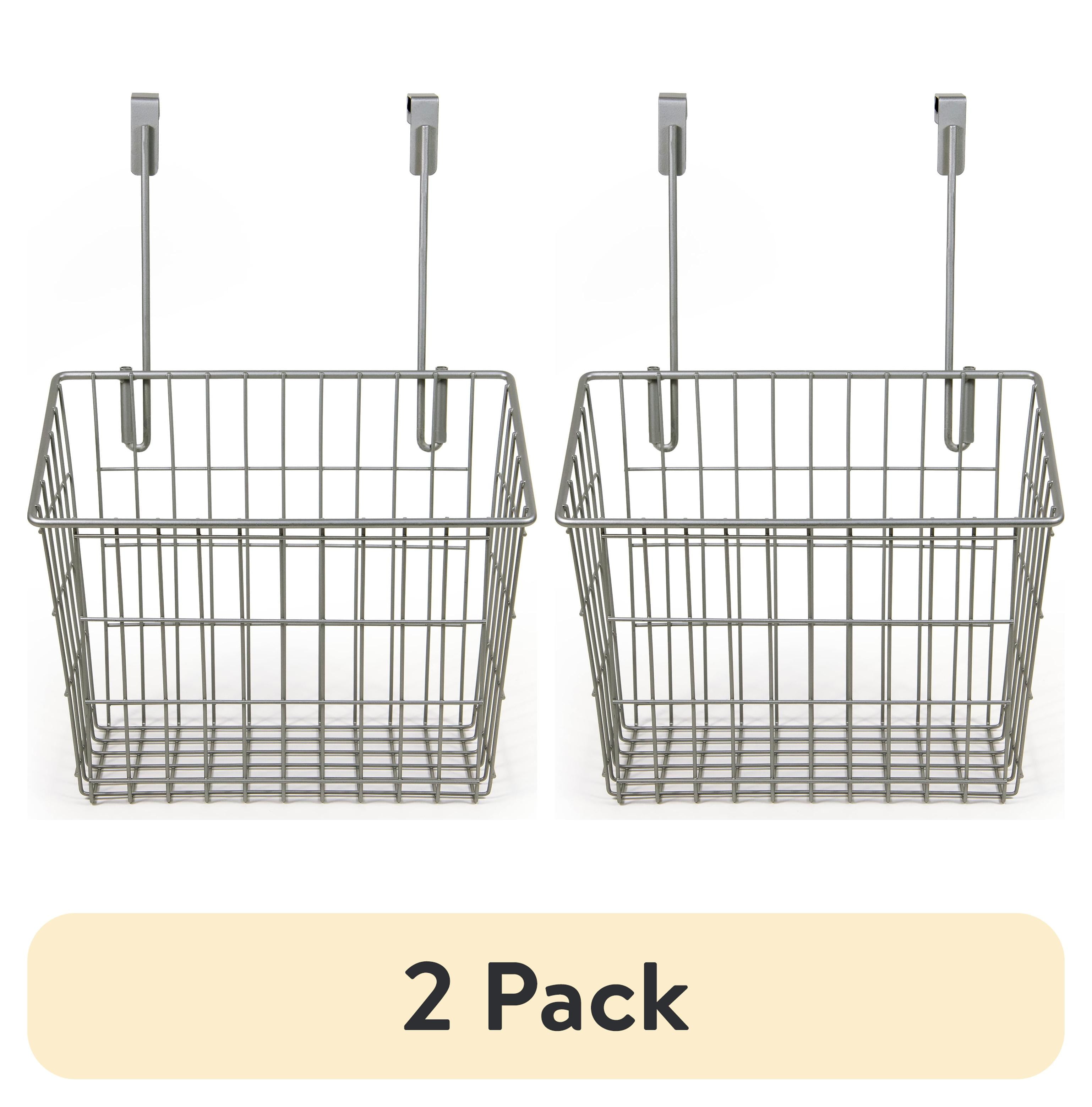 (2 pack) Mainstays Metal Wire Over-Cabinet Door Basket Organizer, Kitchen Cabinet Storage Basket for Pantry, Kitchen and Cabinet Organization, Medium