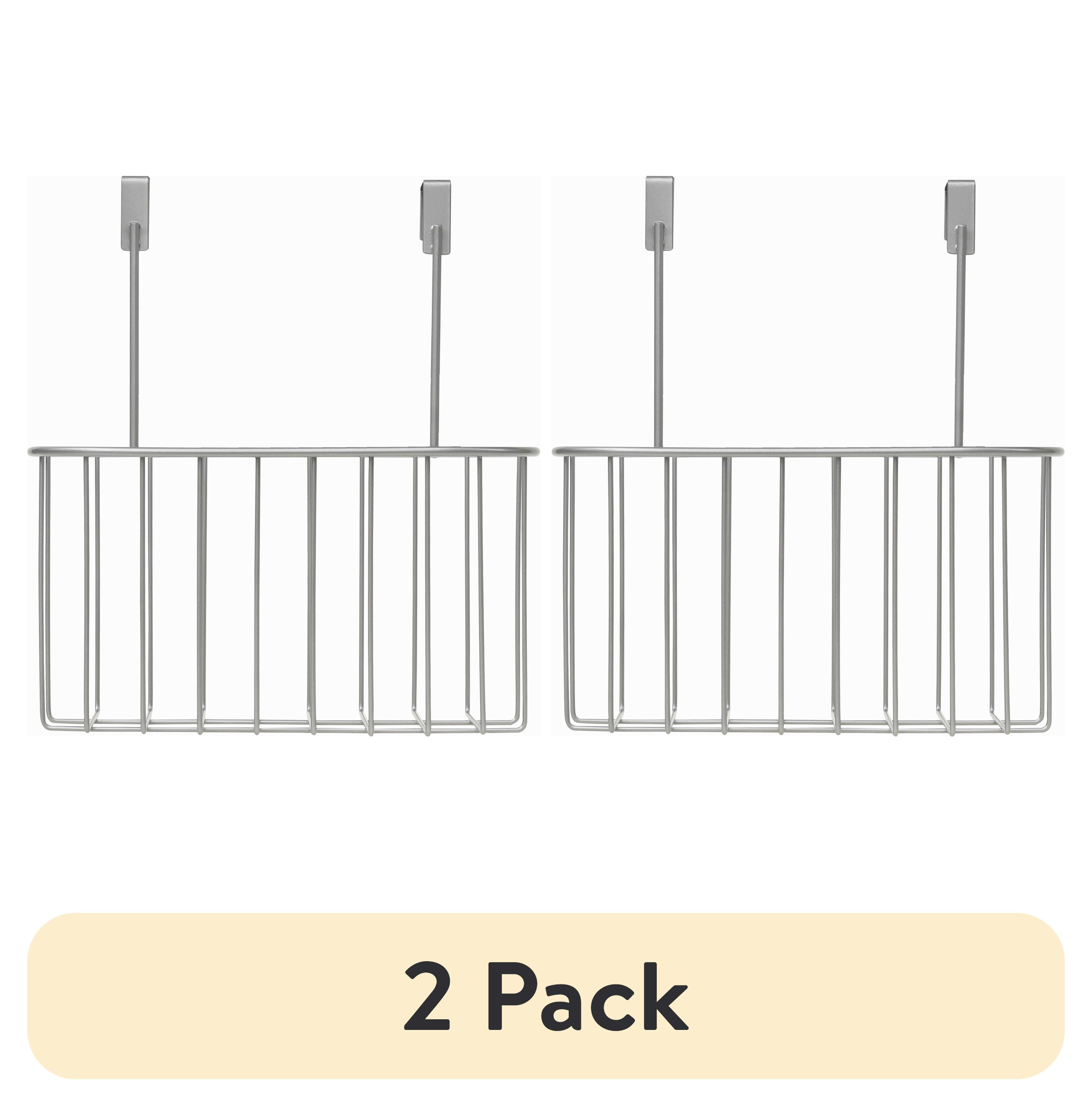 (2 pack) Mainstays Over the Cabinet Organization Basket, Satin Nickel (10.24" x 11.26" x 6.26")