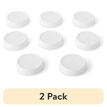 (2 pack) Mainstays Pack of 8 BPA-Free Plastic Regular Mouth Canning Jar Lids, White