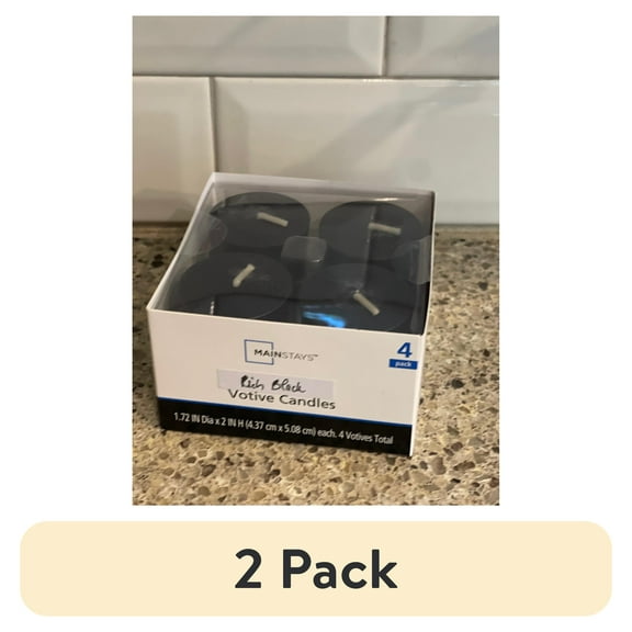 (2 pack) Mainstays Paraffin Wax Votive Candles, Unscented, Black, 4 Pack