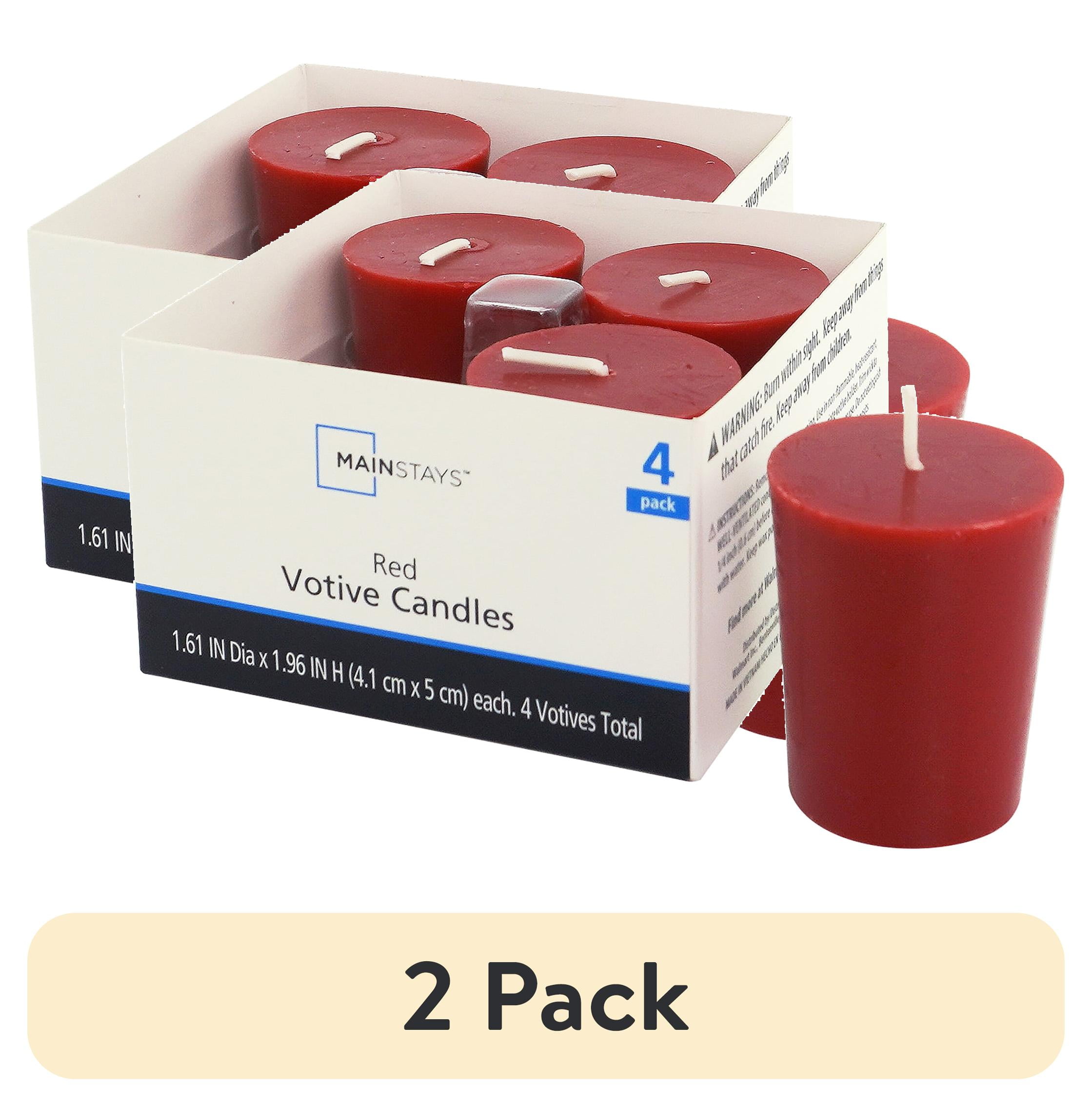(2 pack) Mainstays Paraffin Blend Wax Votive Candles, Unscented, Red, 4 Pack