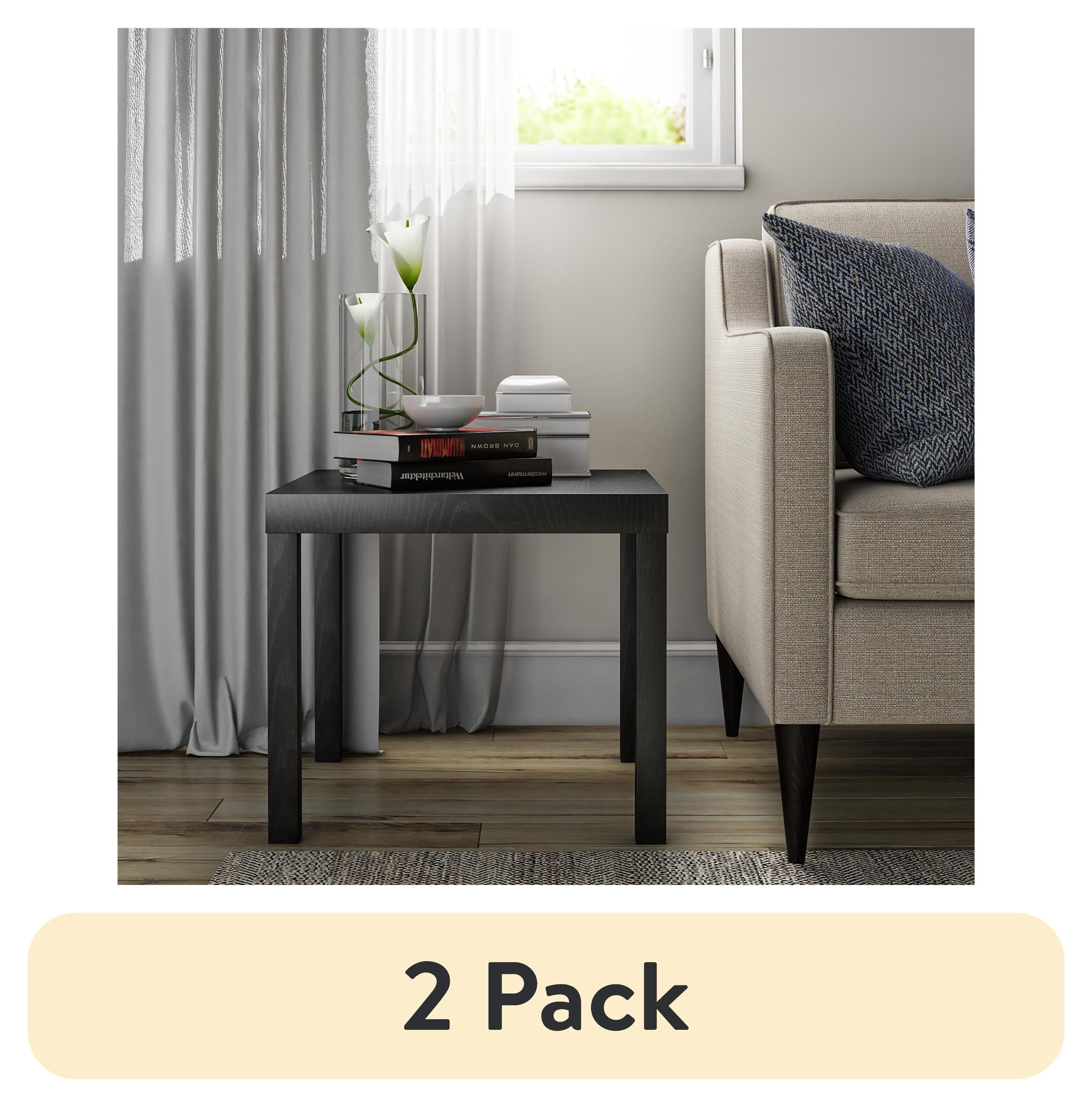 (2 pack) Mainstays Parsons End Table, Black Oak
