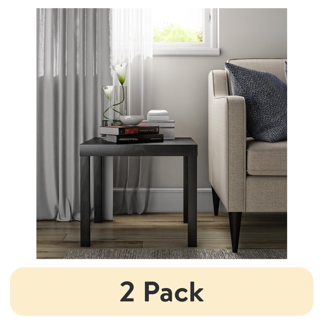 (2 pack) Mainstays Parsons End Table, Black Oak