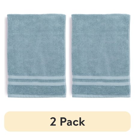 (2 pack) Mainstays Performance Cotton Bath Sheet, Oversized Super Soft Quick Dry Fade Resistant, Solid Blue