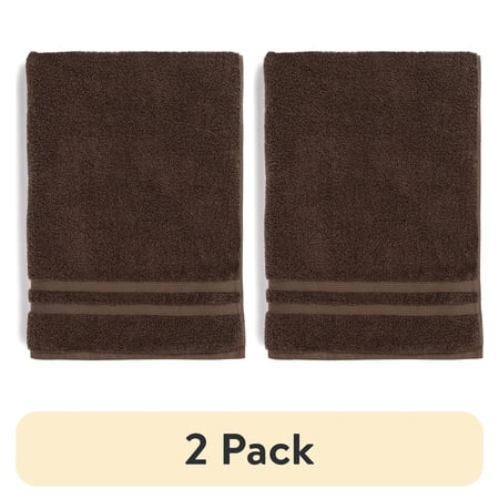 (2 pack) Mainstays Performance Cotton Bath Sheet, Oversized Super Soft Quick Dry Fade Resistant, Solid Brown