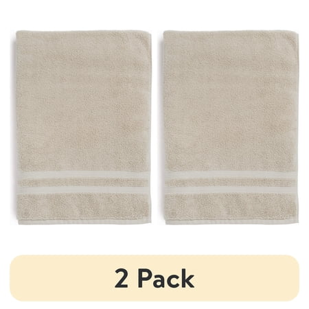 (2 pack) Mainstays Performance Cotton Bath Sheet, Oversized Super Soft Quick Dry Fade Resistant, Solid Beige