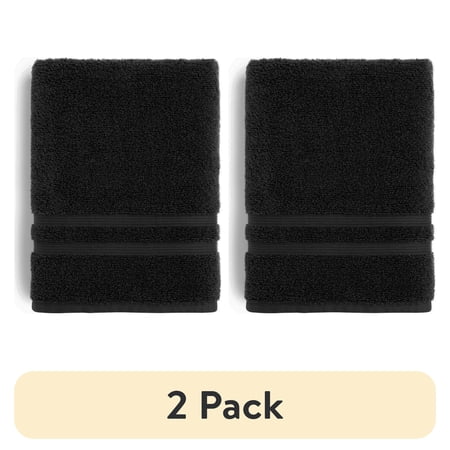 (2 pack) Mainstays Performance Cotton Bath Sheet, Oversized Super Soft Quick Dry Fade Resistant, Solid Black