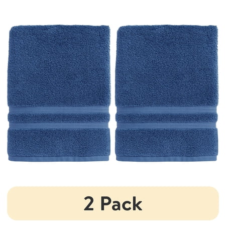 (2 pack) Mainstays Performance Cotton Bath Sheet, Oversized Super Soft Quick Dry Fade Resistant, Solid Navy