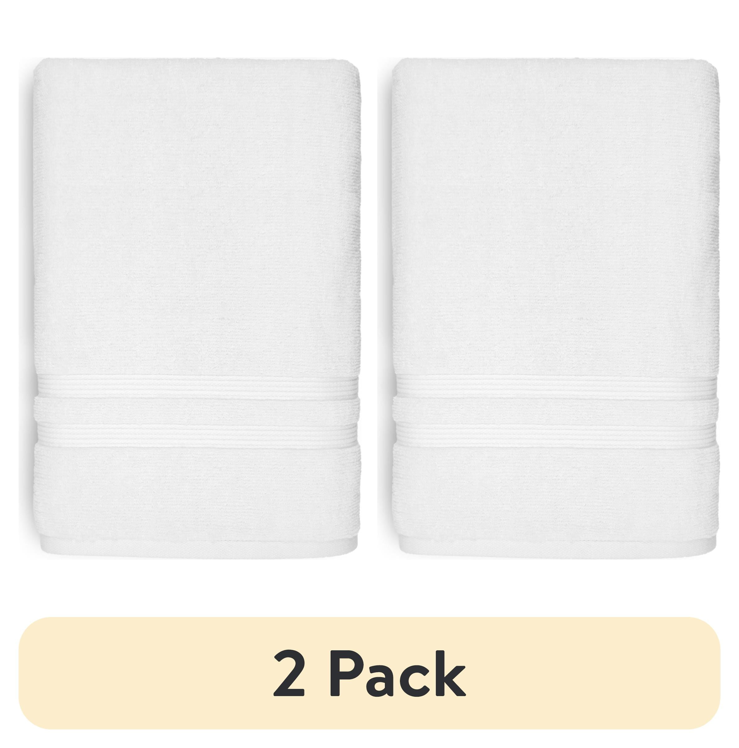 (2 pack) Mainstays Performance Cotton Bath Sheet, 62 in x 30 in, White, Quick-Dry, Fade-Resistant