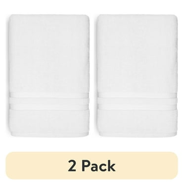 (2 pack) Mainstays Performance Solid Bath Sheet, 62" X 30", White