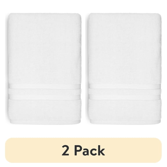 (2 pack) Mainstays Performance Cotton Bath Sheet, Oversized Super Soft Quick Dry Fade Resistant, Solid White