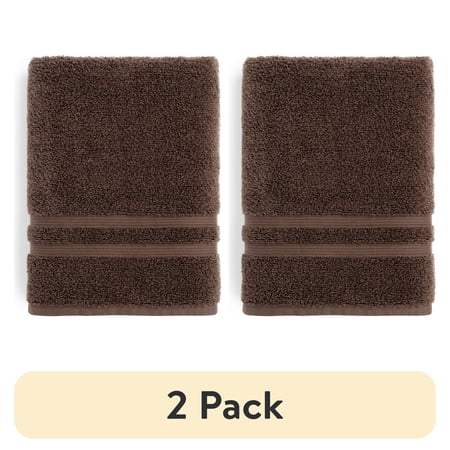 (2 pack) Mainstays Performance Cotton Bath Towel, Super Soft Quick Dry Fade Resistant, Solid Brown