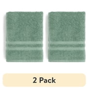 (2 pack) Mainstays Performance Cotton Bath Towel, Super Soft Quick Dry Fade Resistant, Solid Green