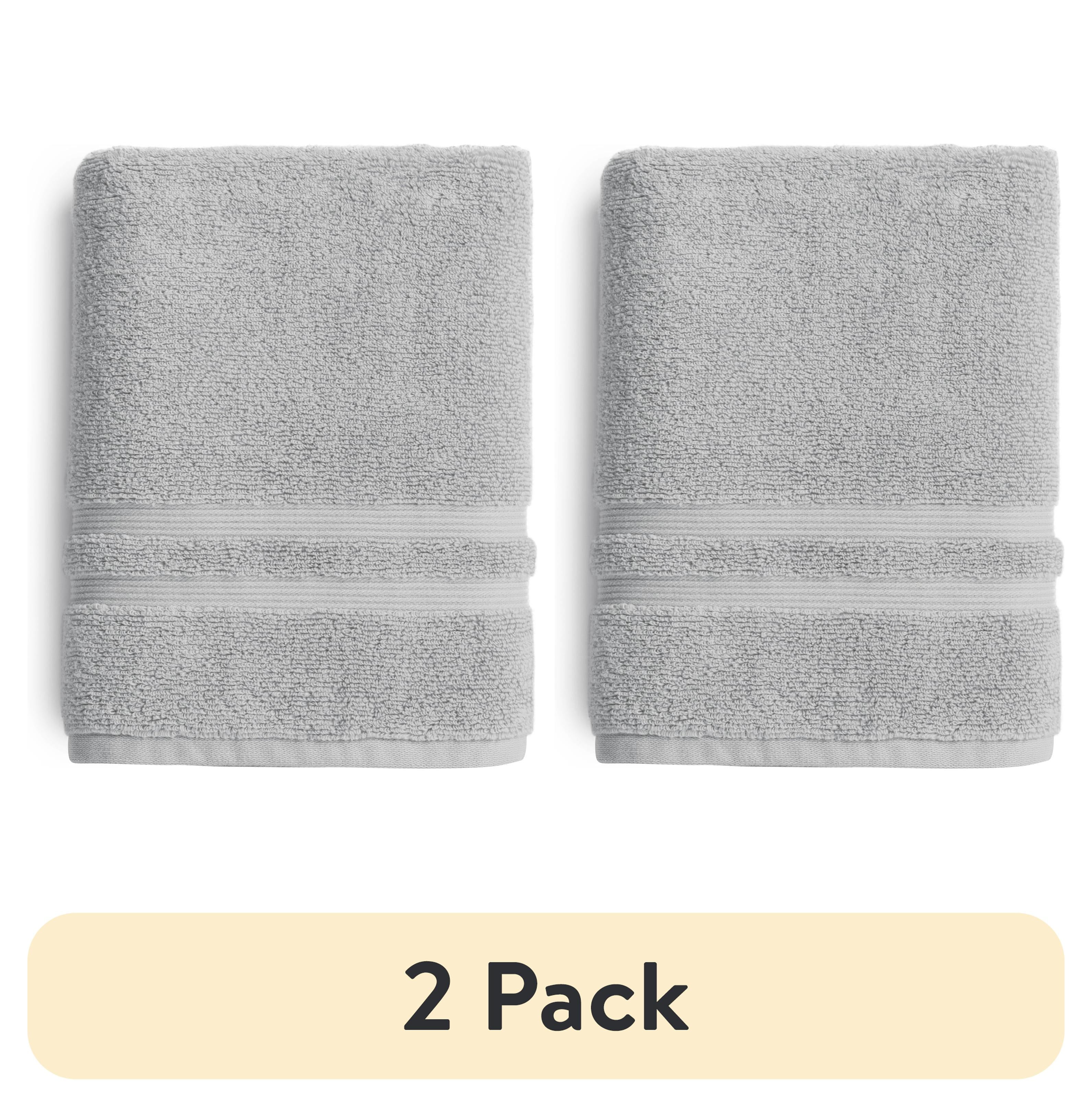 (2 pack) Mainstays Performance Bath Towel, 30 in x 54 in, Soft Silver