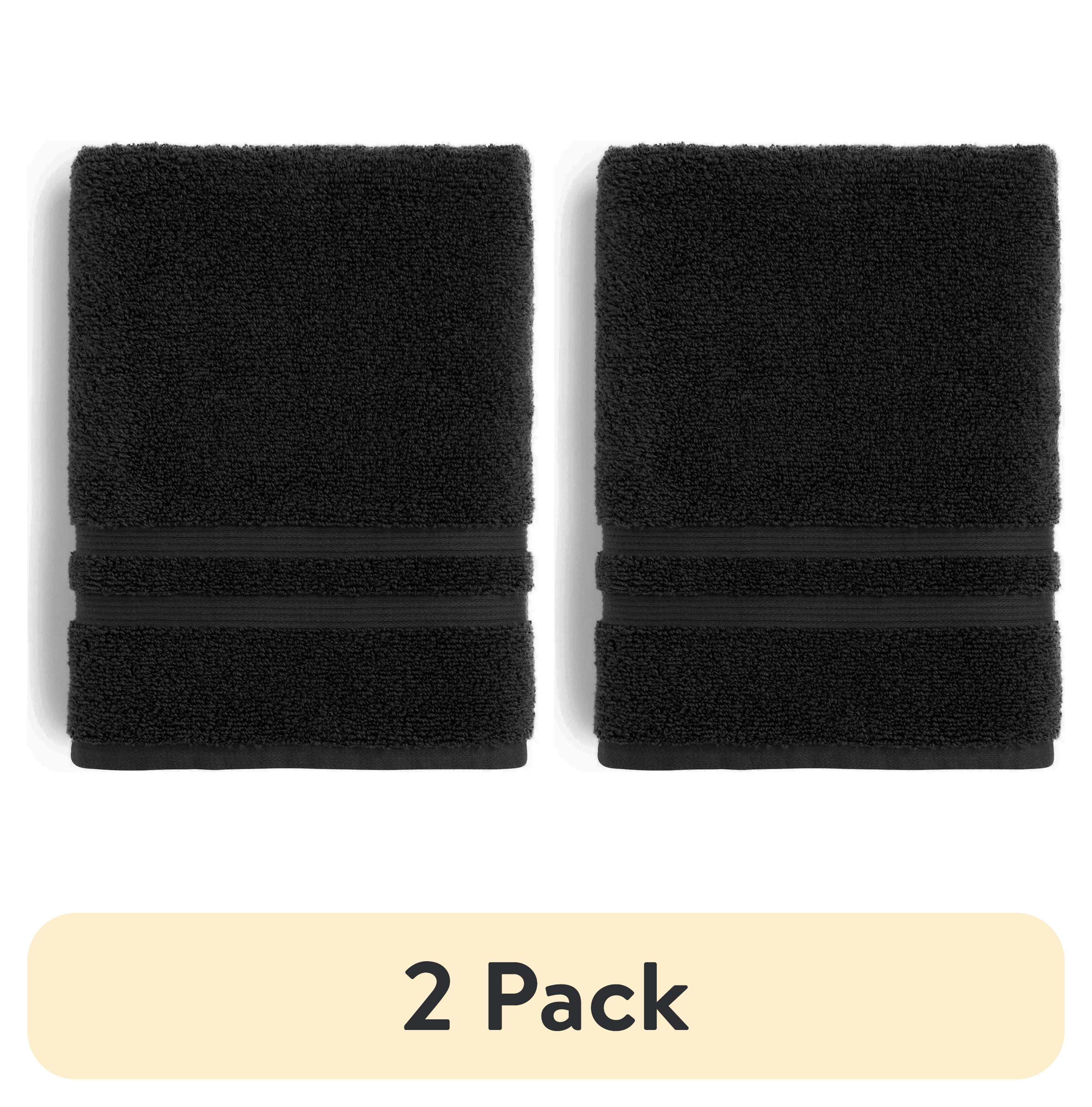 (2 pack) Mainstays Performance Cotton Bath Towel, Quick Dry, Fade Resistant, Black