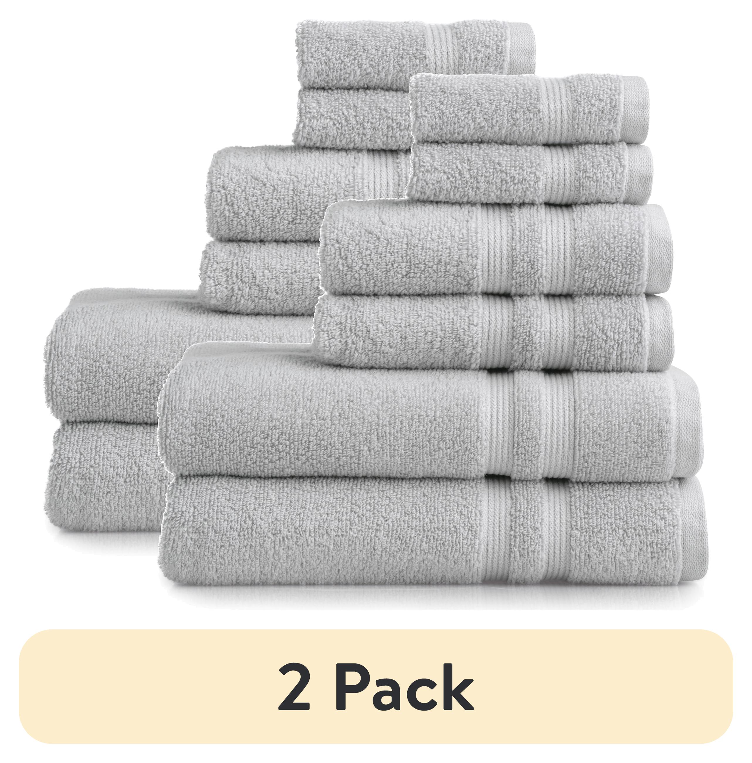 (2 pack) Mainstays Performance Solid Bath Towel 6-Piece Set, Soft Silver - Walmart.com