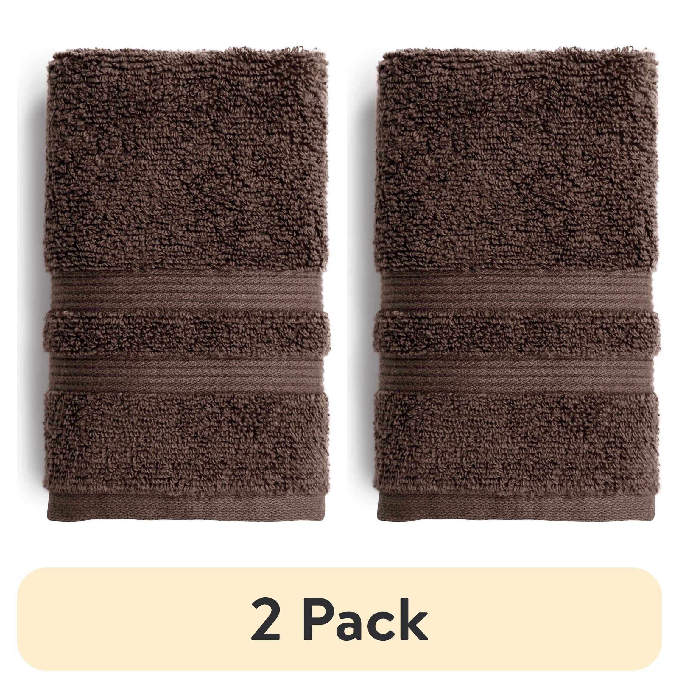 (2 pack) Mainstays Performance Hand Towel, 16 in x 26 in, Quick-Dry, Fade Resistant, Brown, 1 Count