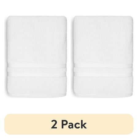 (2 pack) Mainstays Performance Cotton Hand Towel, Super Soft Quick Dry Fade Resistant, Solid White