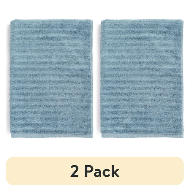 (2 pack) Mainstays Performance Textured Bath Sheet, 30" x 62", Blue Linen