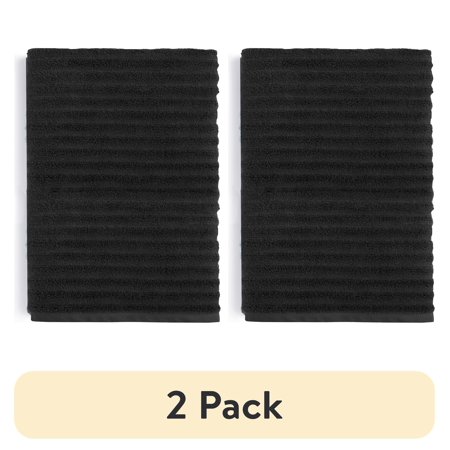 (2 pack) Mainstays Performance Cotton Bath Sheet, Oversized Super Soft Quick Dry Fade Resistant, Textured Black