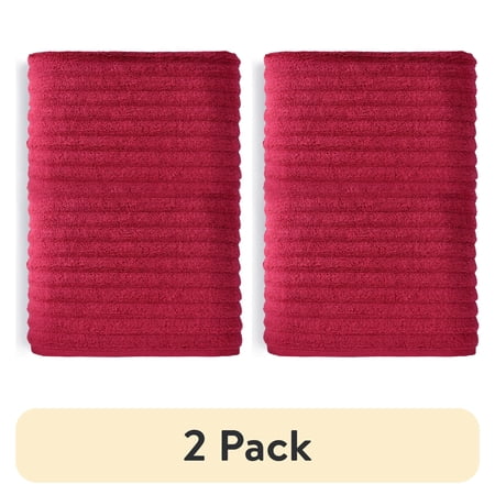 (2 pack) Mainstays Performance Textured Bath Sheet, 62" X 30", Red Sedona