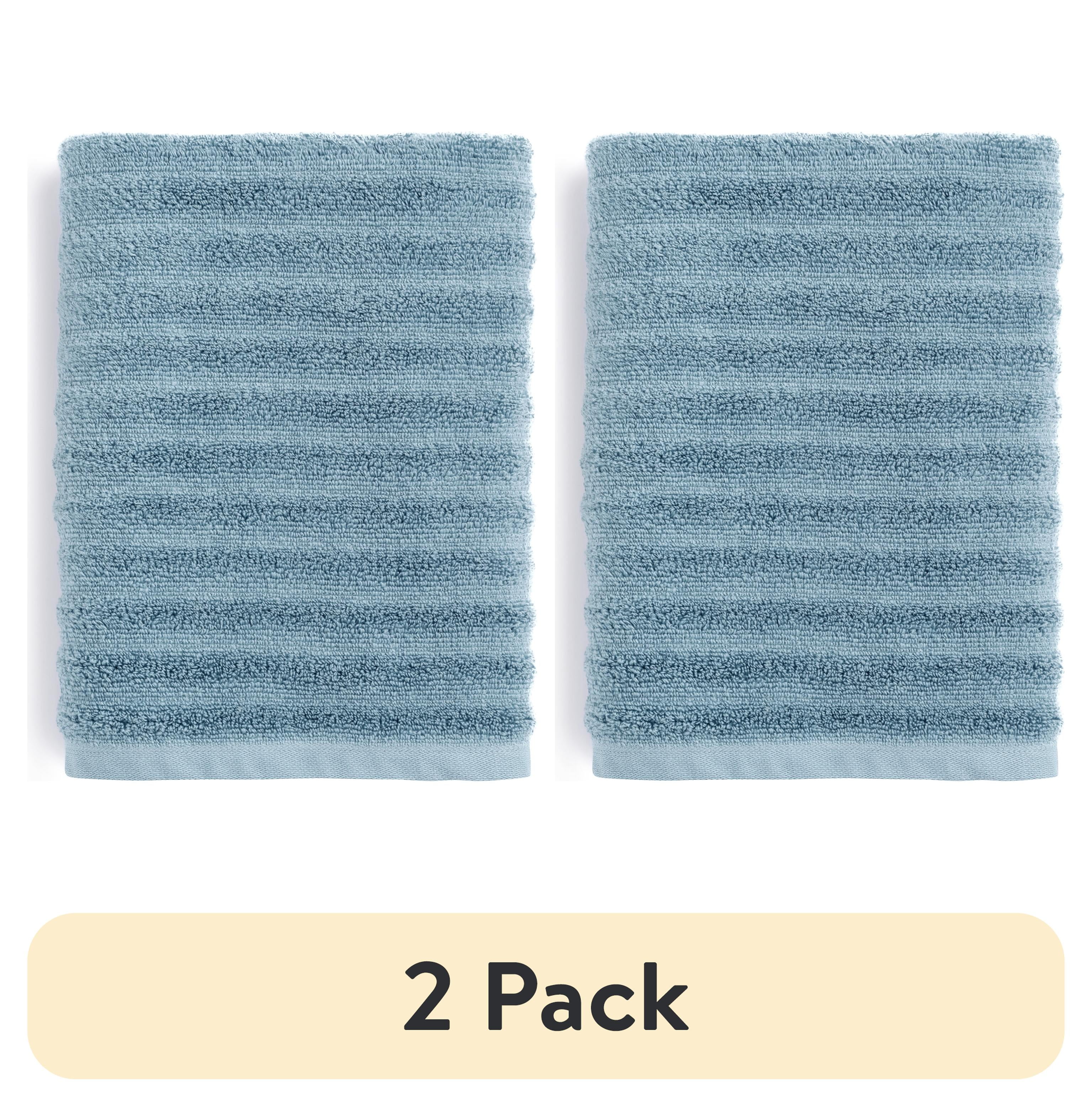 (2 pack) Mainstays Performance Bath Towel, Blue Linen, 30 in x 54 in, 1 Piece