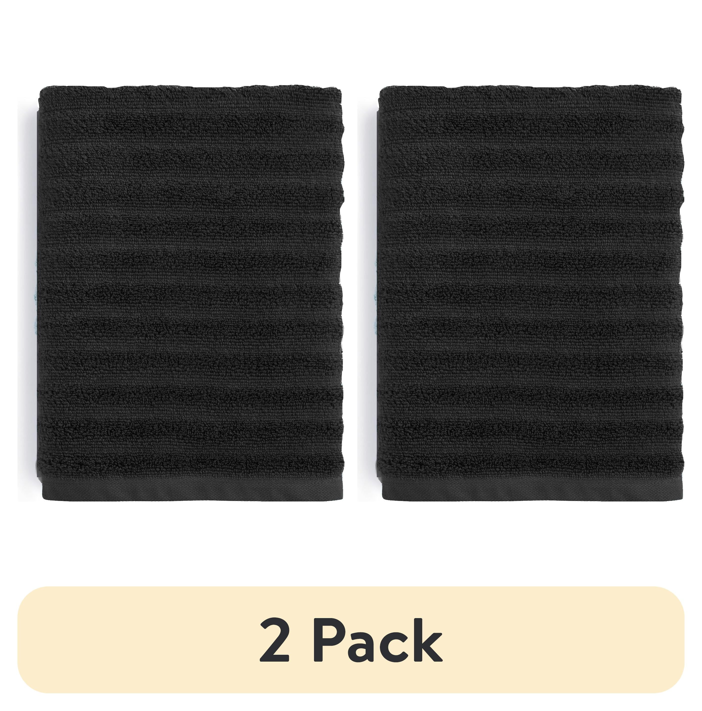 (2 pack) Mainstays Performance Cotton Bath Towel, Super Soft Quick Dry Fade Resistant, Textured Black