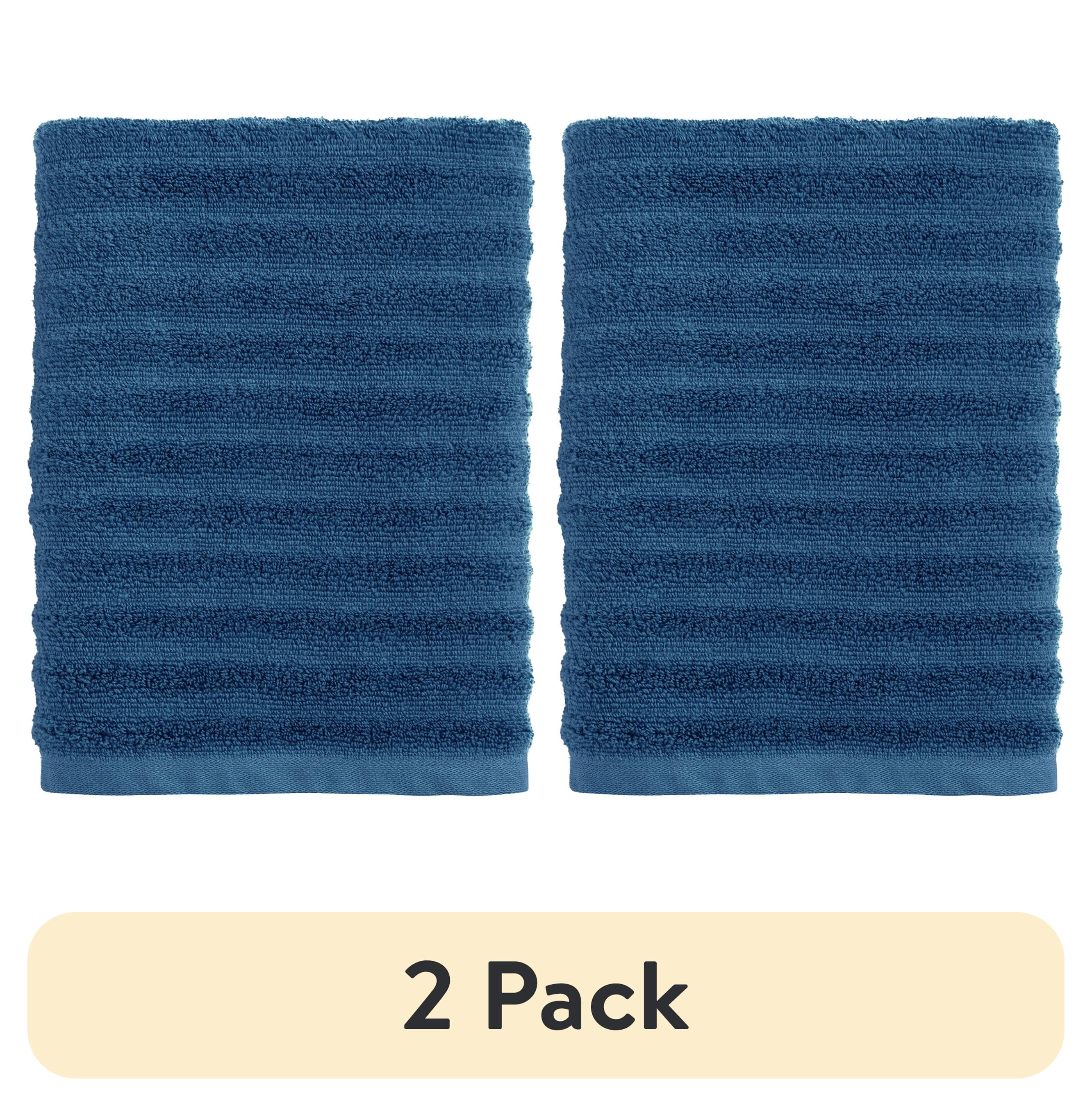 (2 pack) Mainstays Performance Textured Bath Towel, Quick Dry, Fade Resistant, Navy