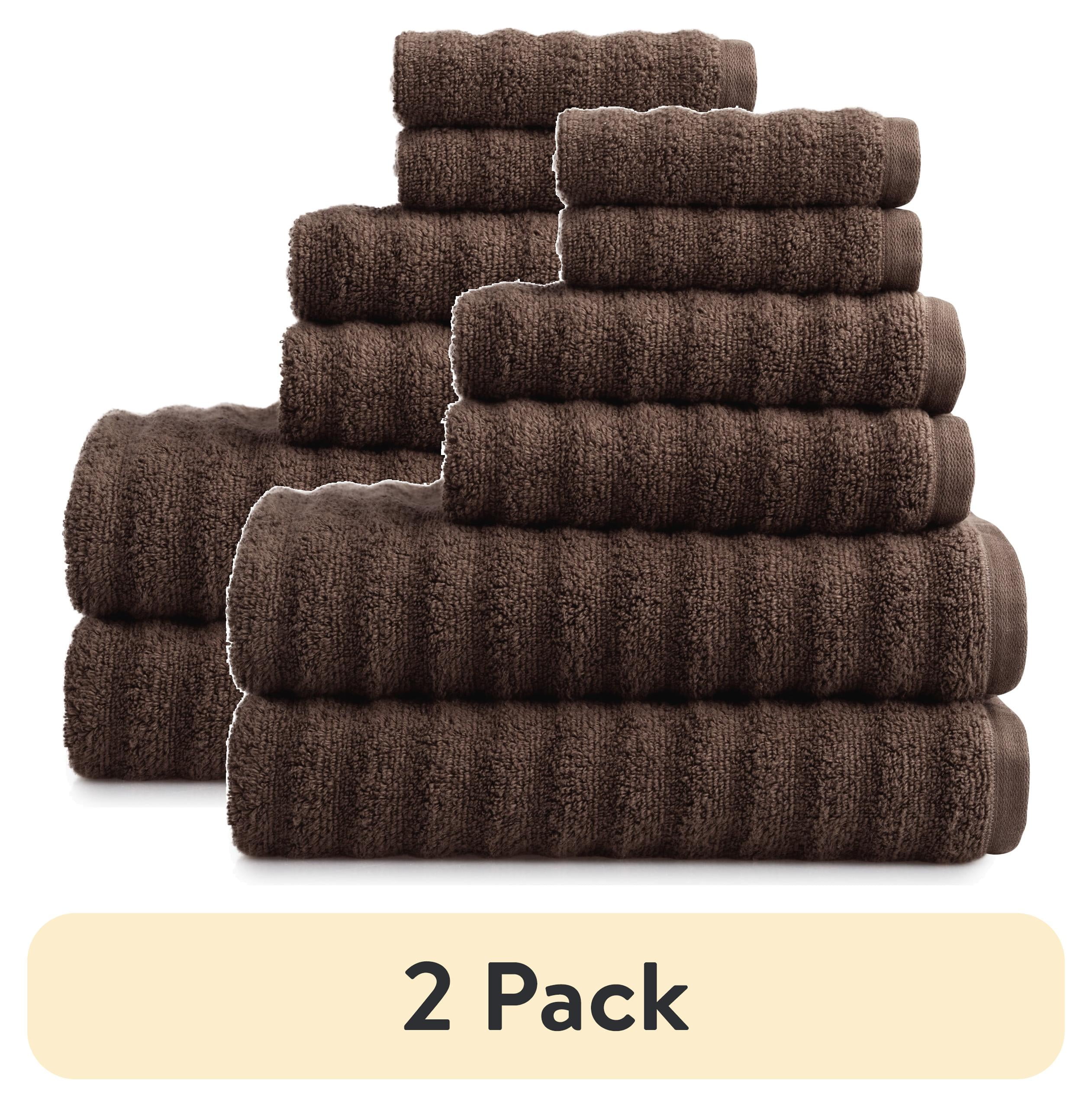 (2 pack) Mainstays Performance Textured Bath Towel 6-Piece Set, Brown Basket - Walmart.com