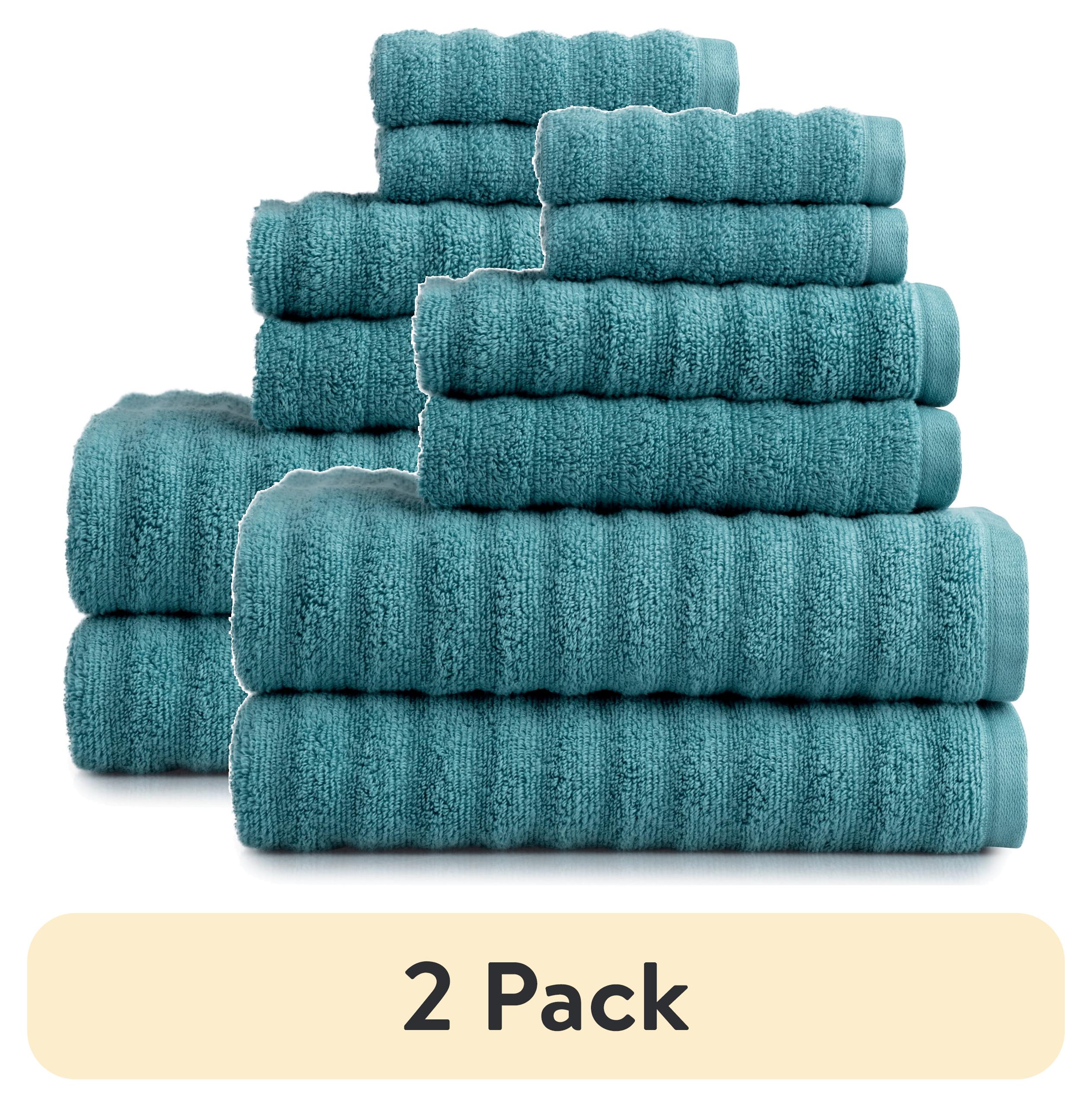 (2 pack) Mainstays Performance Textured Bath Towel 6-Piece Set, Cool Water - Walmart.com