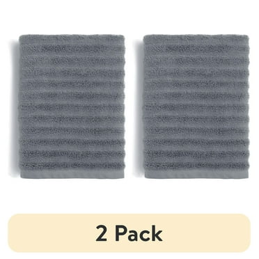 (2 pack) Mainstays Performance Textured Hand Towel, 26" x 16", Grey