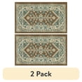 thumbnail image 1 of (2 pack) Mainstays Persian Border Medallion Loop Print Brown Blue Indoor Accent Rug, 1'8"x2'10", 1 of 9