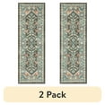 thumbnail image 1 of (2 pack) Mainstays Persian Border Medallion Loop Print Gray Aqua Indoor Runner Rug, 2' x 6', 1 of 9