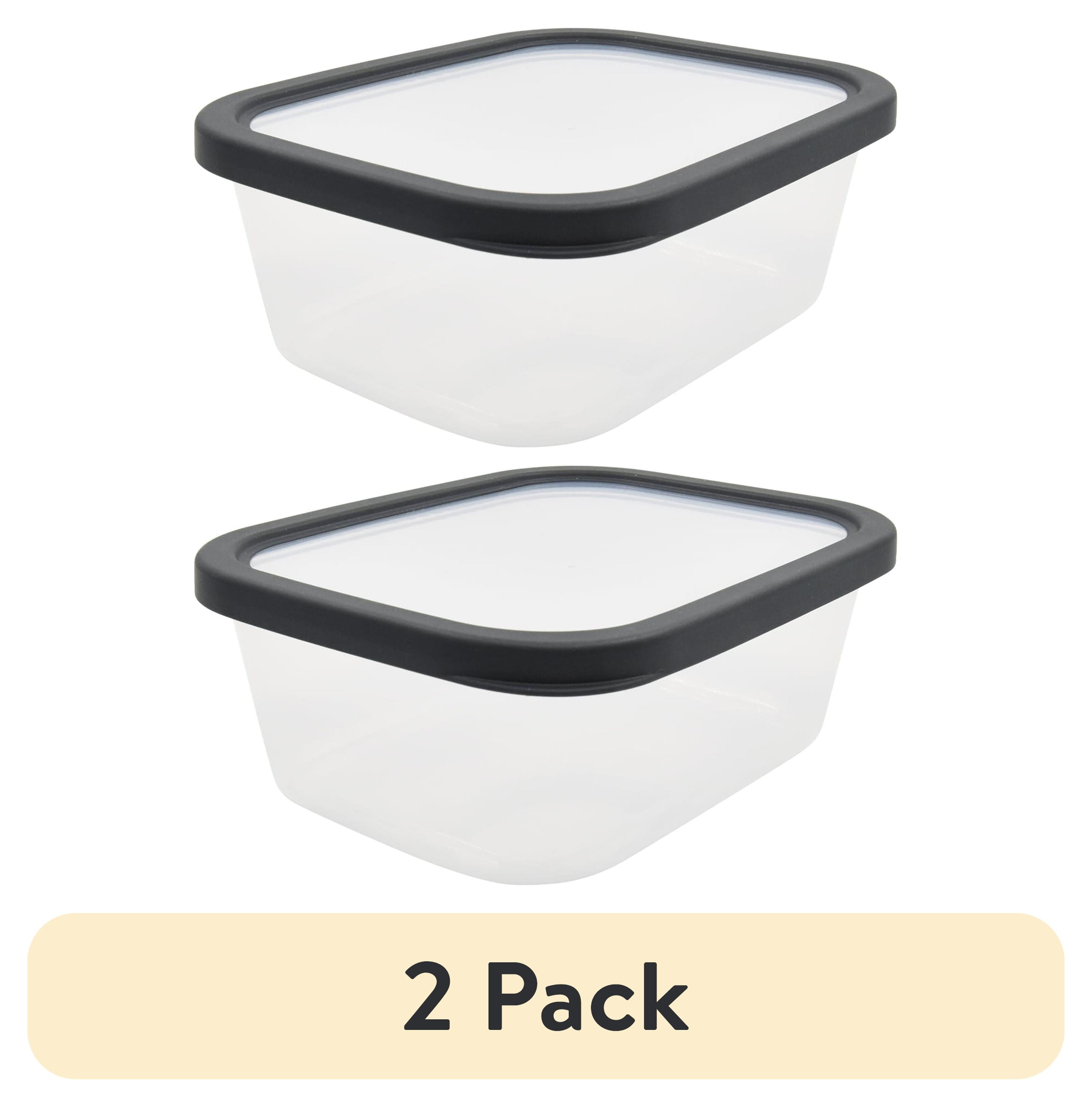 (2 pack) Mainstays Plastic Durable Gray Food Storage Container 8 Cup 2 Count