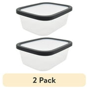 (2 pack) Mainstays Plastic Durable Gray Food Storage Container 8 Cup 2 Count