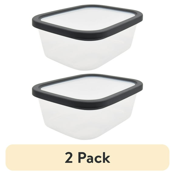 (2 pack) Mainstays Plastic Durable Gray Food Storage Container 8 Cup 2 Count
