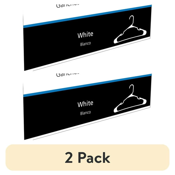 (2 pack) Mainstays Plastic Notched Adult Hangers for Any Clothing Type, Arctic White 100 Count