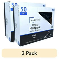 (2 pack) Mainstays Plastic Clothes Hangers, Black, 50-Count, Lightweight & Durable for Everyday Use