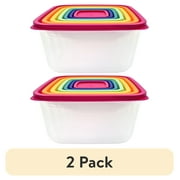 (2 pack) Mainstays Plastic Rainbow Food Storage Set, Multi Color, 14 Count, Best Used for Leftover Storage and Reheating