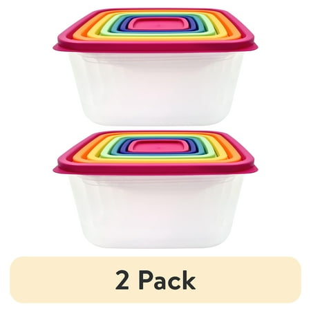 (2 pack) Mainstays Plastic Rainbow Food Storage Set, Multi Color, 14 Count, Best Used for Leftover Storage and Reheating price history and forecast - Mainstays 1391112