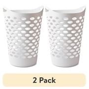 2 pack Mainstays Flexible Round Laundry Hamper, White Plastic