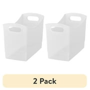 (2 pack) Mainstays 12 Qt Clear Plastic Storage Bin Organizer with Carrying Handles, Narrow Rectangular Utility Container for Pantry, Closet, Cabinet and Shelf Storage