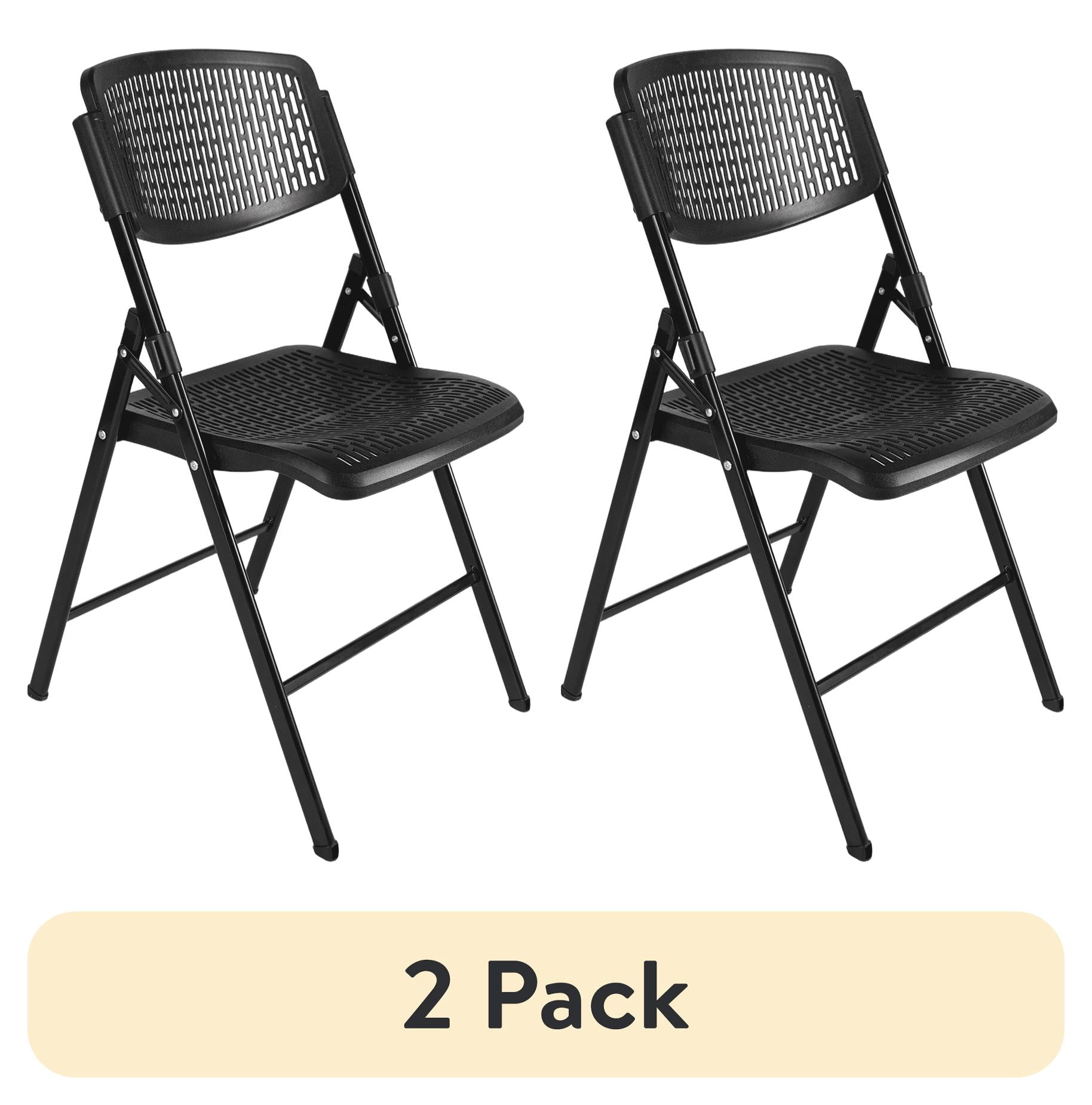 (8 pack) Mainstays Premium Breathable Resin Folding Chair, Black, Set of 4