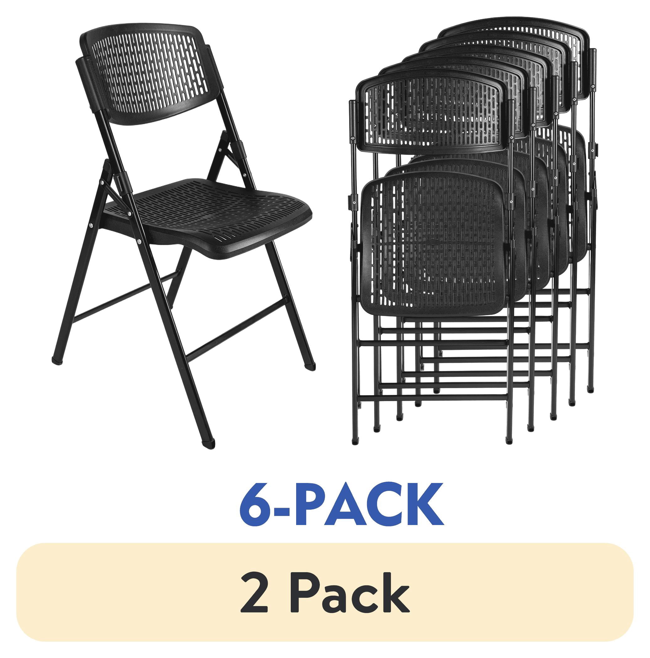 (12 pack) Mainstays Premium Breathable Resin Folding Chair, Black (Set of 6)