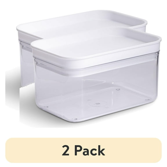 (2 pack) Mainstays Rectangular Plastic Food Storage Canister - Small -  6.61" x 4.24" x 3.64"