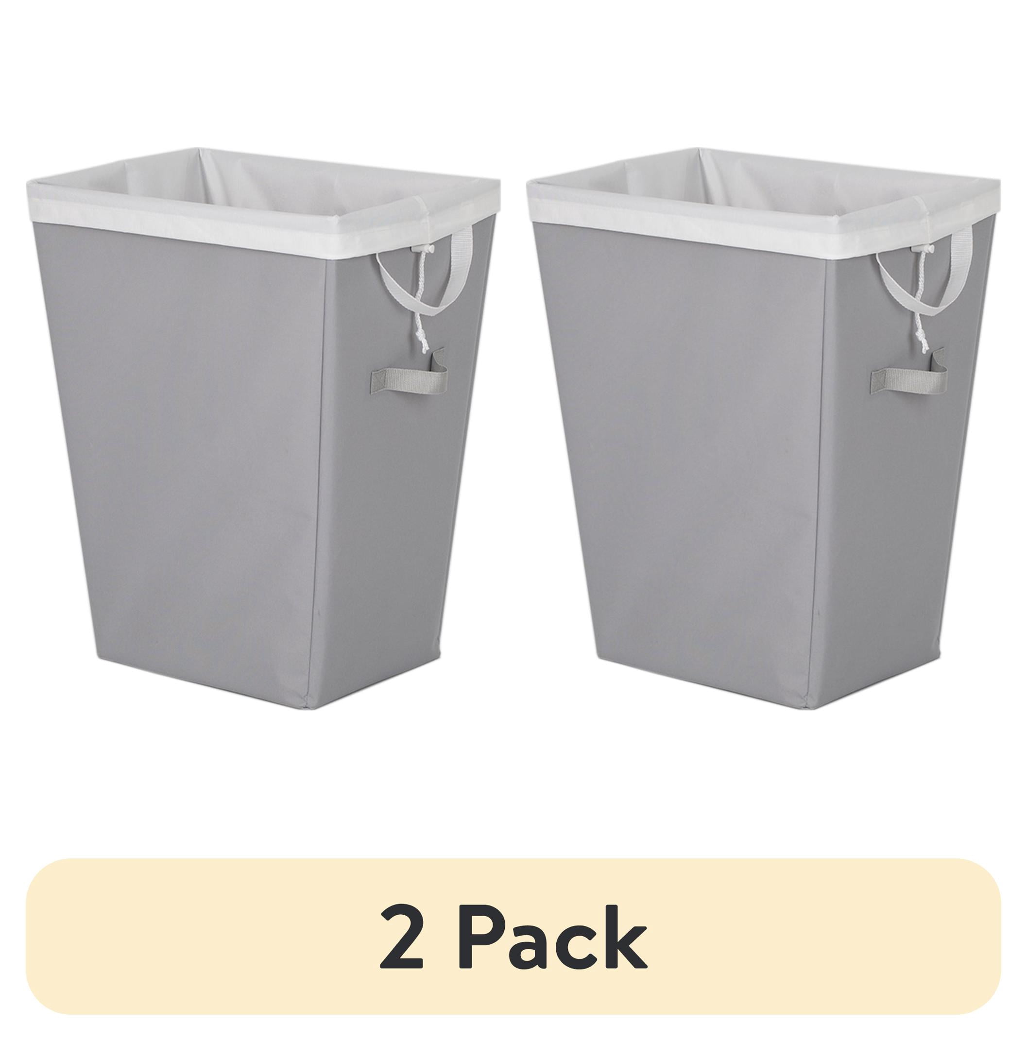 (2 pack) Mianstays Polyester Laundry Hamper with Removable Liner, Slim Rectangle with Carrying Handles, Gray