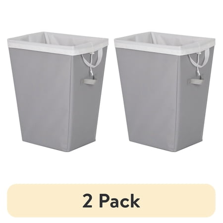 (2 pack) Mainstays Polyester Laundry Hamper with Removable Liner, Slim Rectangular, Gray